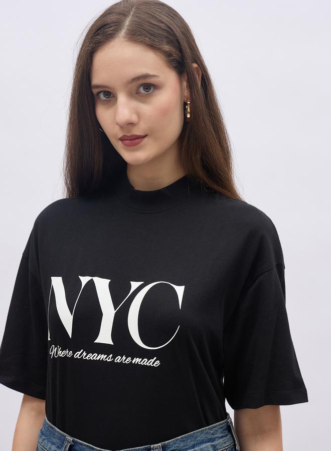 Styli Slogan Print Oversized T-Shirt - Image 1